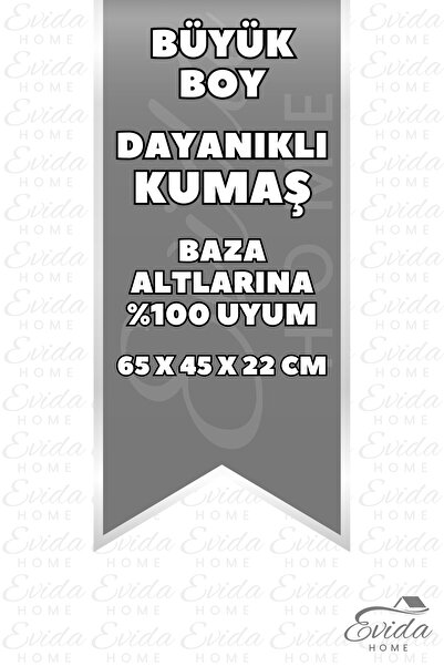 Genel Markalar 8 Adet Antrasit Çizgili Büyük Boy Baza Altı ve Çekyat Hurç - 65x45x22 cm - Organizer