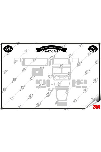 FD Damla Etiket Fiat Tofaş Doğan SLX - Eagle 1997-2002 Κονσόλα γαντιών Διακοσμητικό Σετ Ασημένιο Μαόνι Επένδυση 27 τεμαχίων