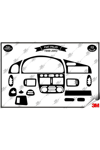 FD Damla Etiket For Fiat Palio 1998-2002 Glove Box Console Trim Chest Mahogan...