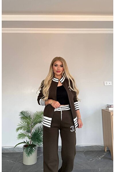 Bella Belluci Yeni Sezon Üç İplik Şardonlu Kolej Ceketli Rahat Takım