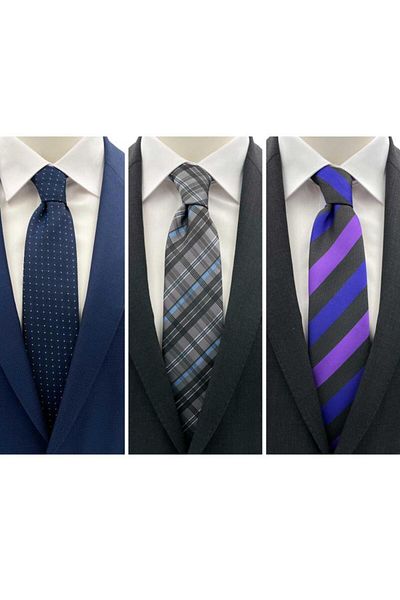 Brianze Patterned 3-Piece Tie and Handkerchief Set