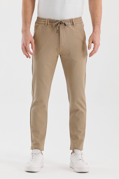twentyfive25 Men's Seasonal Knitted Fabric Half Lined Jagger Trousers with Elastic Waist