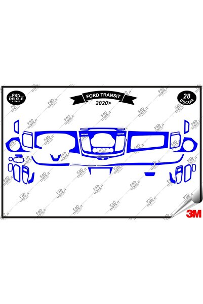 FD Damla Etiket Ford Transit 2020 - Torpedo Blue Sideboard Trim, 28 Pieces Ch...