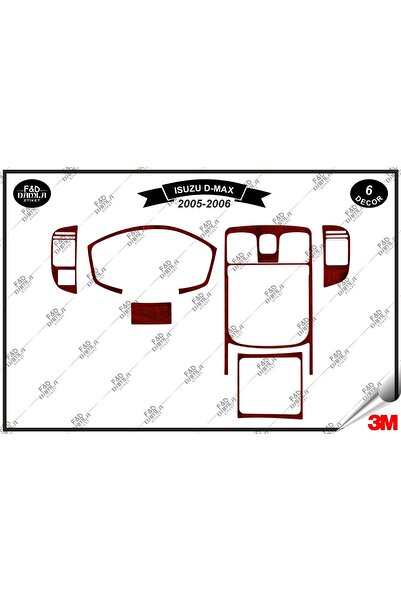 FD Damla Etiket For Isuzu D Max 2005-2006 Glove Box Console Trim - 6 Pieces C...