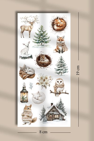 Hume Craft Σετ αυτοκόλλητων με θέμα το Vintage Winter - 9x19 cm για Bullet Journal και Scrapbook Collage