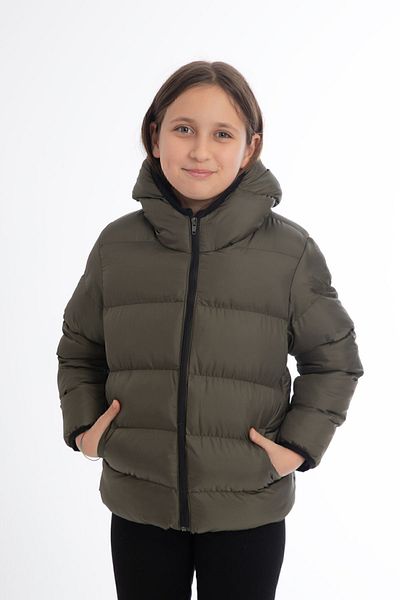 Royalside Sports Girl's Khaki Fleece Hooded Waterproof Wind Resistant Winter Sports Coat