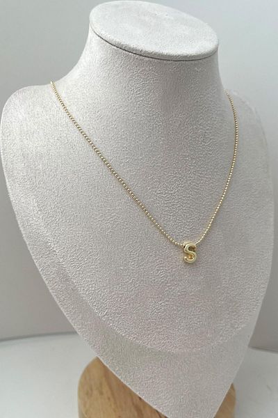 Modex Gold Color Three-Dimensional Letter S Necklace (45+5cm)