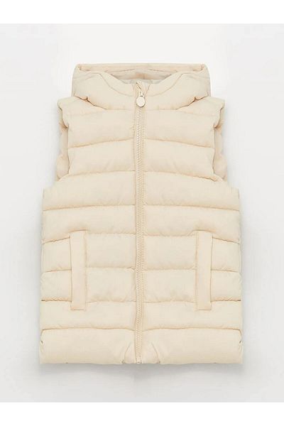 LC Waikiki Lcw Kids Beige Hooded Inflatable Vest for Girls