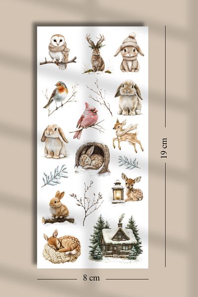 Hume Craft Set de autocolante tematice de iarnă vintage - 9x19cm pentru Bullet Journal și Scrapbook Collage