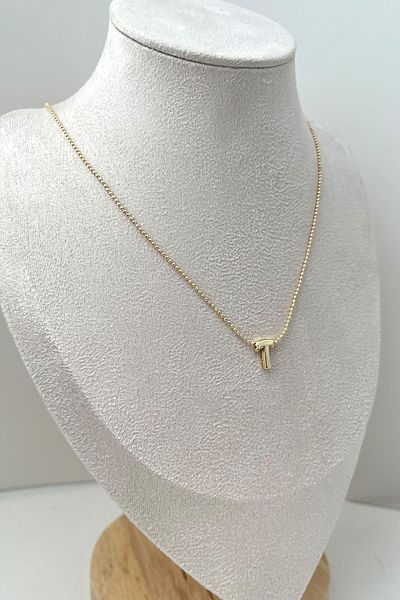 Modex Gold Color Three-Dimensional Letter t Necklace (45+5cm)