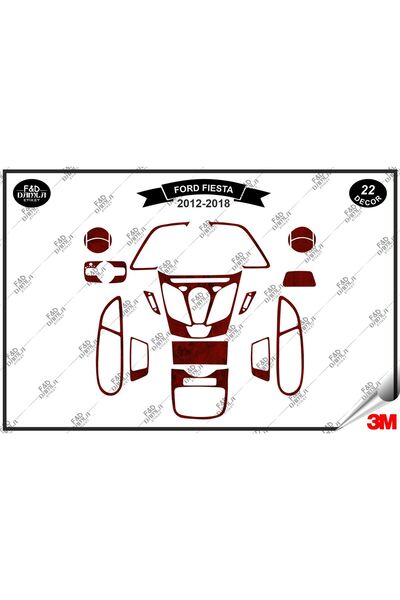 FD Damla Etiket Ford Fiesta 2012-2018 Torpido Konsol Trim Göğüs Maun Kaplama ...