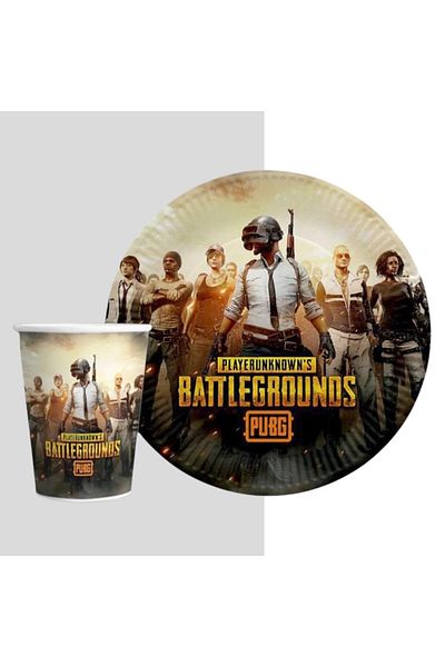 turkuaz parti 8-Piece Pubg Carton Plate Cup Set