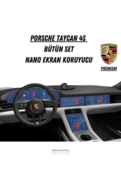 UniqAnatolia Porsche Taycan 4S Navigation Instrument and Information Display Compatible Whole Set Nano Screen Protector