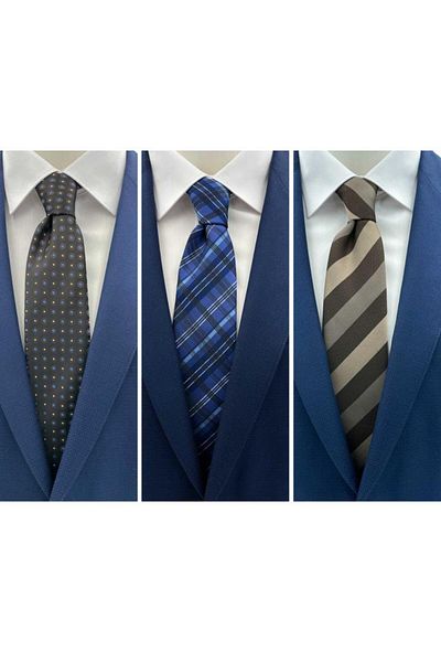 Brianze Patterned 3-Piece Tie and Handkerchief Set