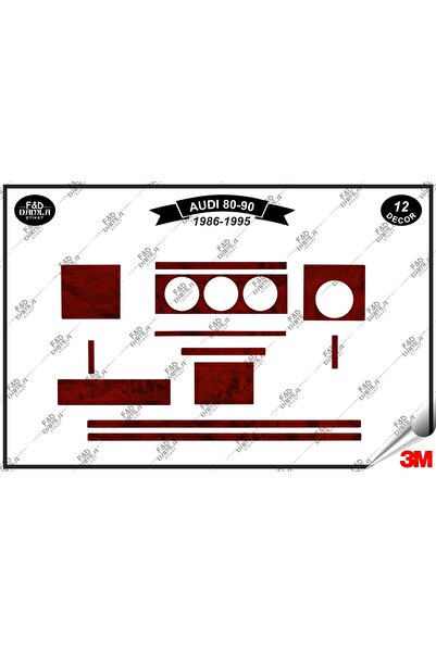 FD Damla Etiket For Audi 80-90 1986-1995 Glove Box Console Trim - 12 Pieces C...