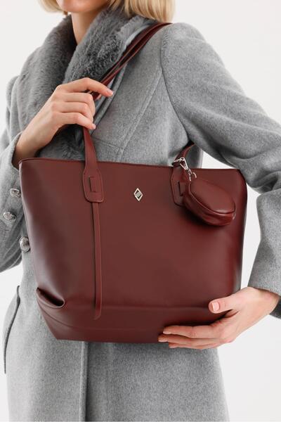 Aron Atelier Вероника Бургунди мека кожена дамска чанта през рамо