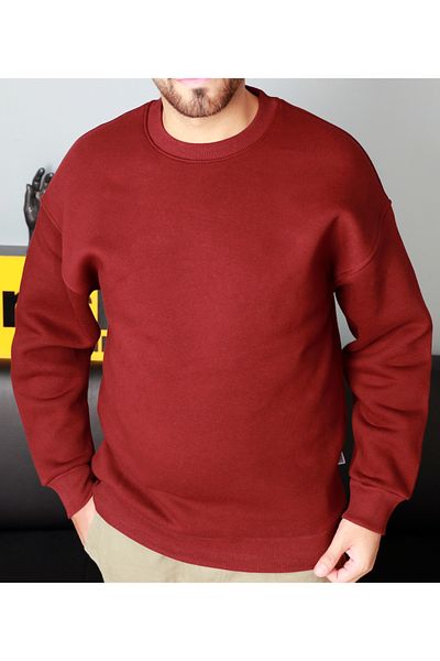 AMAZING CRASH Μπορντό Unisex Basic Crew Neck Oversize Φούτερ