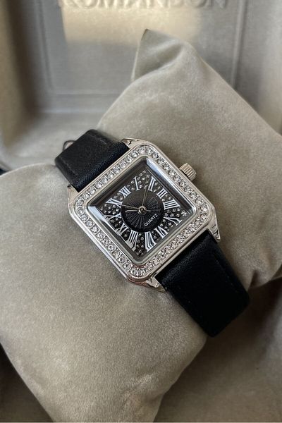 Leerybee Women's Leather Wristwatch with Stone Detail - Nla-280