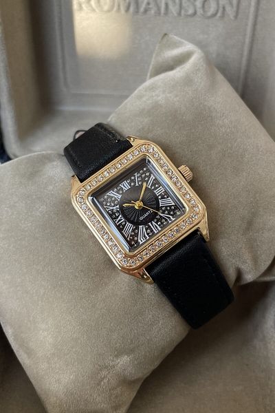 Leerybee Women's Leather Wristwatch with Stone Detail - Nla-280