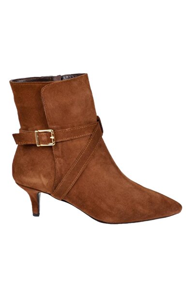 pullman Maximino Hakiki Deri Kısa İnce Topuklu Kadın Bot MX-366 TABA SÜET