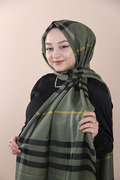 Sima Χακί καρό σάλι Burberry