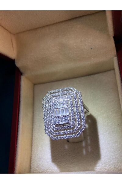 vogutima Kadın Gümüş Yüzük - Pırlanta Montür 3 Sıralı Baget • Işıklı Kutuda •...