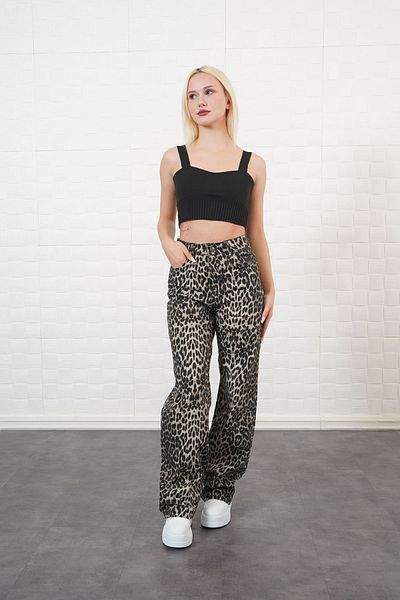 Pafi Moda Adeo High Quality Women's Leopard Print Palazzo Pants