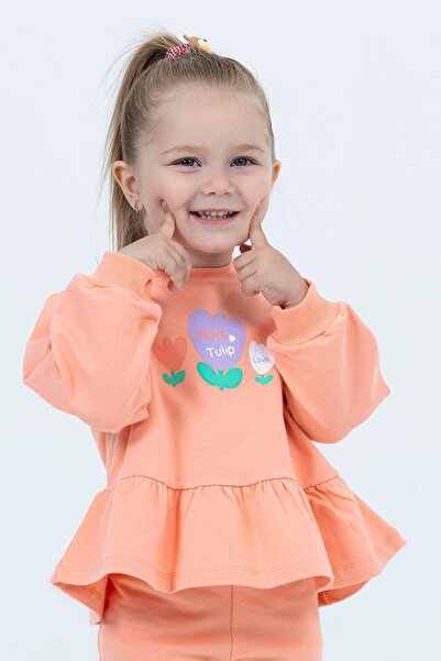 Magu Winter Cotton Floral Print Sweatshirt Tracksuit Bottom-Top Set Girl's