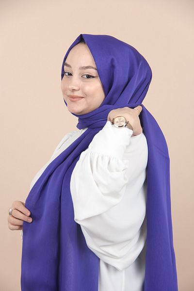 Sima Purple-113 Sima Chiffon Shawl - Janjan Detailed