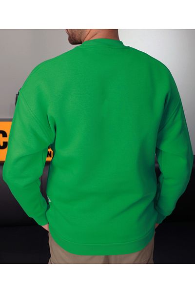 AMAZING CRASH Φούτερ Unisex Basic Crew Neck Oversize με γρασίδι πράσινο