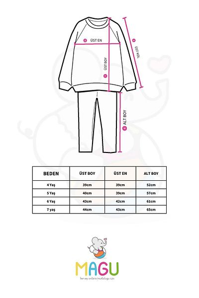 Magu Lovely Patterned Cotton Sweatshirt and Tulle Tights Set for Girls