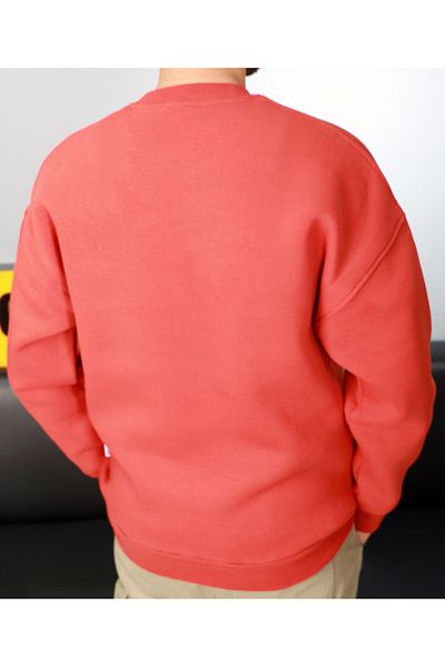 AMAZING CRASH Σκούρο καμήλα Unisex Basic Crew Neck Oversize Φούτερ