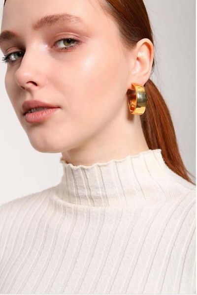 By Zeyna Aksesuar Special Design Women's Hoop Earrings - 3.5 cm Zyn19