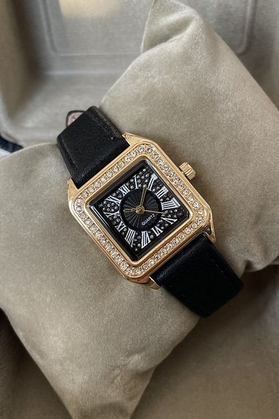 Leerybee Women's Leather Wristwatch with Stone Detail - Nla-280