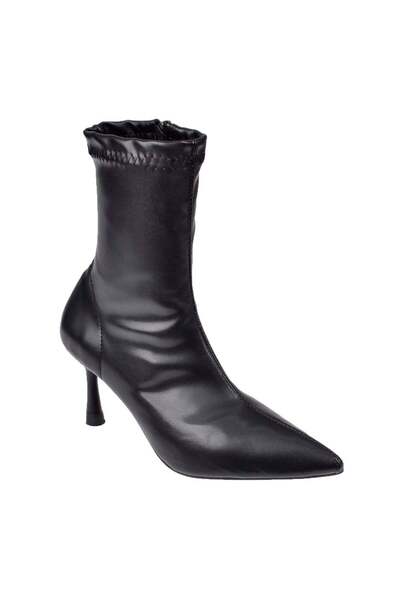 pullman Likralı Topuklu Kadın Bot İZ-200 SİYAH