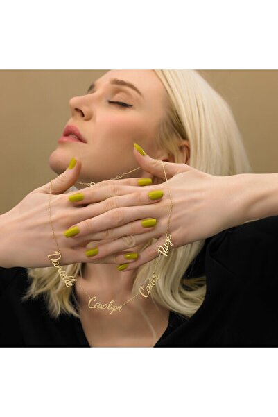 GÜMÜŞ Ailye Özel 4 İsimli Altın Kaplama Gümüş Kolye