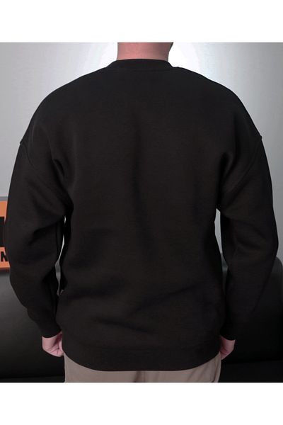AMAZING CRASH Μαύρο Unisex Basic Crew Neck Oversize φούτερ