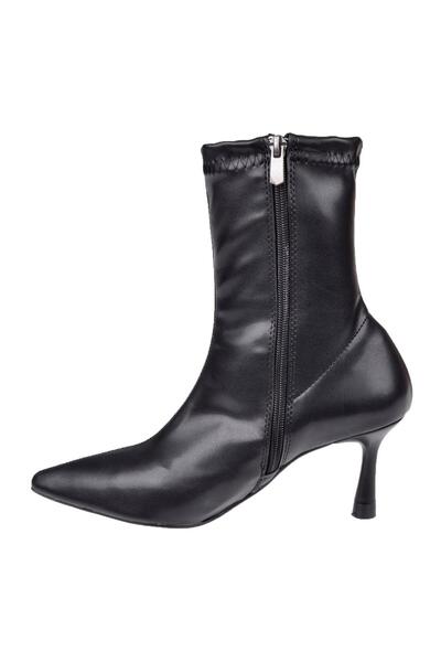 pullman Likralı Topuklu Kadın Bot İZ-200 SİYAH