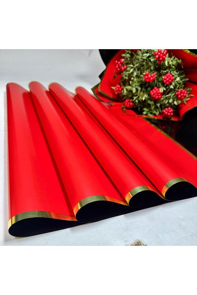 weloveis Gold Leaf Frame with Red and Black Background - 55X55Cm