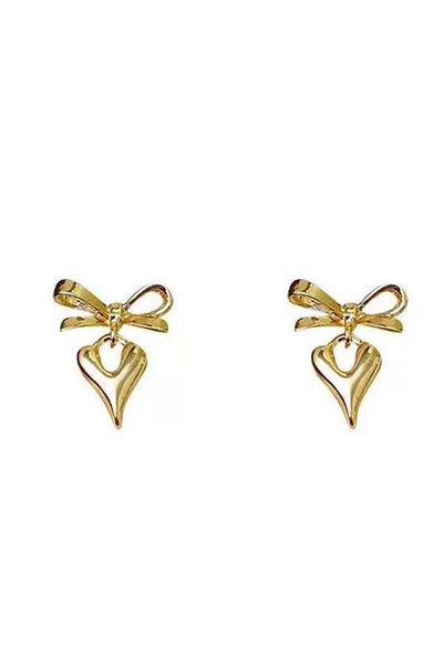 By Zeyna Aksesuar Heart and Ribbon Pattern Special Design Women's Earrings - Zyn8