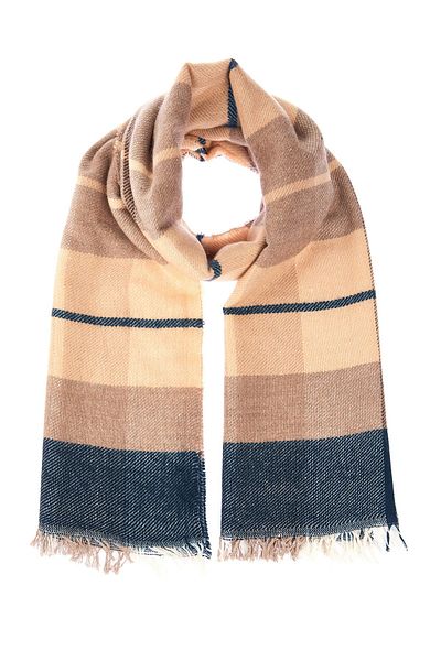 Trendyol Collection Beiger karierter, gemusterter, weich strukturierter Damenschal TWOAW20AT0054