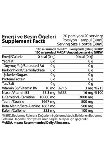 Hardline L-karnitin Matrix 3000 Mg 20 Ampül Şeftali