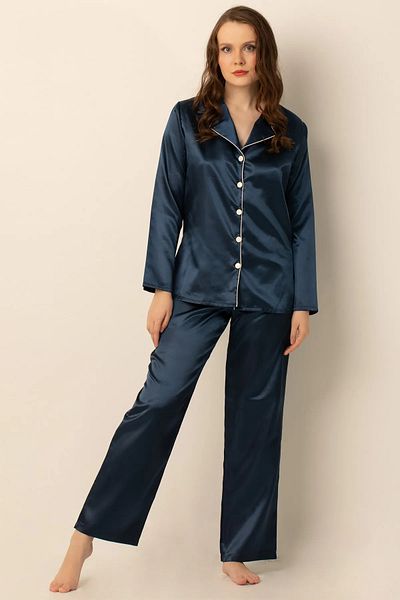 Doremi Long Sleeve Satin Pajama Set.