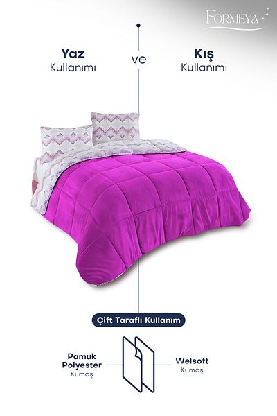 Formeya Single Luxury Wellsoft Quilt with Double Sided Pillow Case 155X215 cm Quilt