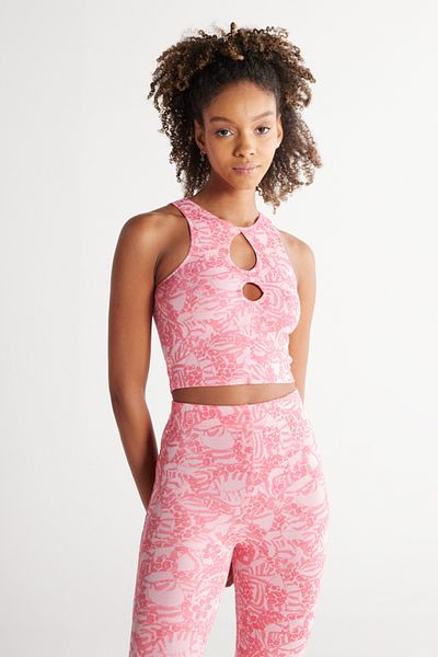 WRANGLER Regular Fit Regular Cut Crew Neck Strap Pink Crop Blouse