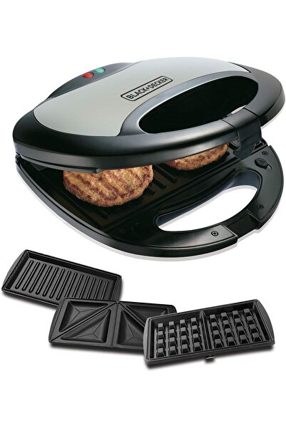 Black&Decker صانعة ساندويتش بلاك اند ديكر 750 وات 3 في 1 - غير عصا، 2 شرائح
