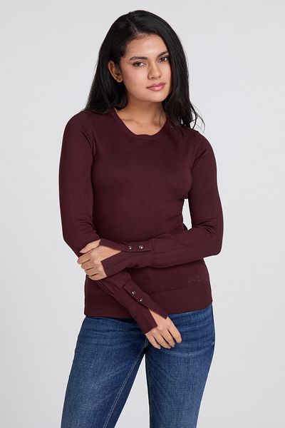 Guess ELINOR RN LS SWTR - ECO VISCOSE بولي هولي يارن