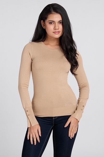 Guess ELINOR RN LS SWTR - ECO VISCOSE POLY HOLLY YARN