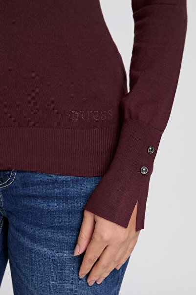 Guess ELINOR RN LS SWTR - ECO VISCOSE POLY HOLLY YARN