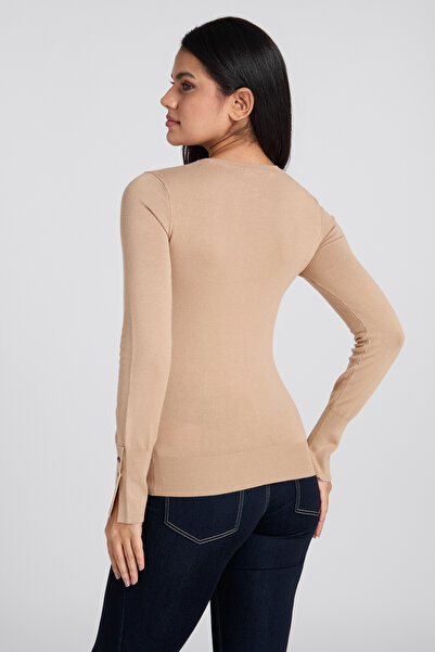 Guess ELINOR RN LS SWTR - ECO VISCOSE POLY HOLLY YARN